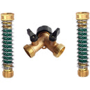 All Metal Body Garden Hose Splitter Brass Twin Shut Off Valve with 3/4 Inch