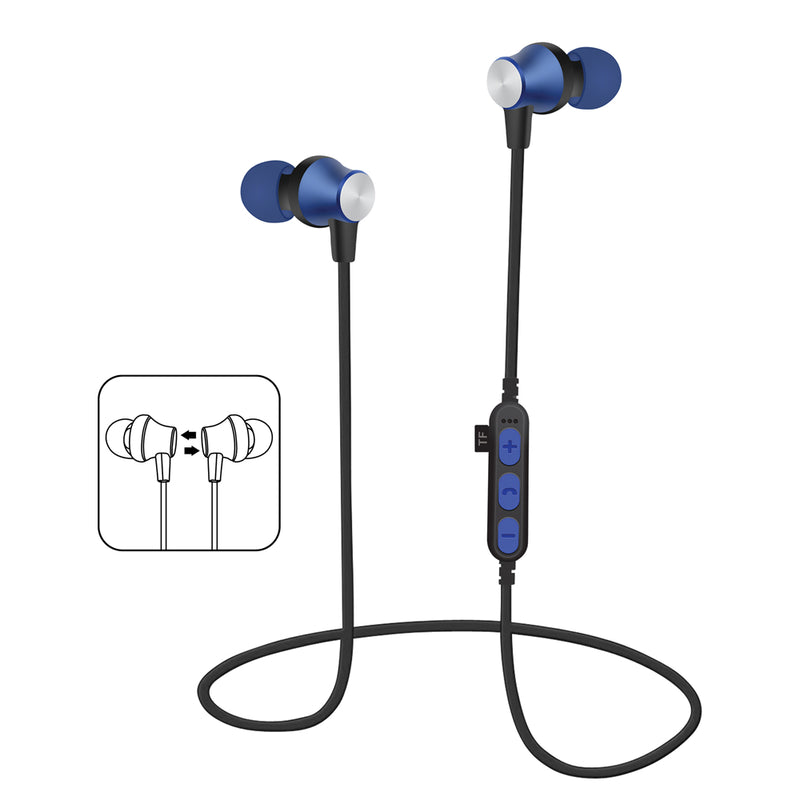 Mykind T2 bluetooth Earphone Magnetic Adsorption Heavy Bass TF Card Sports Headphone Earbuds