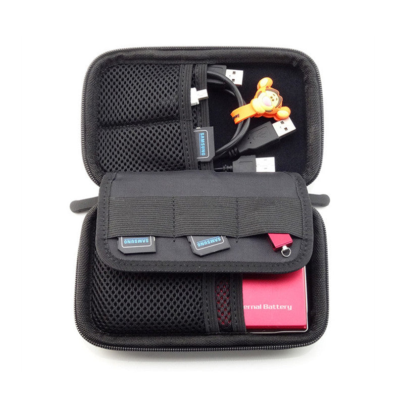 Outdooors Portable Two-layer Shockproof Power Bank USB Charging Cable Storage Bag for Phone Earphone