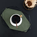 Coffee Trays Table Storage Plate for Makeup Perfume Black Tray with Leather
