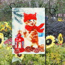 Christmas Decorations Garden Flag Winter Lantern Red Scarf Cat Double Sided Yard Banner