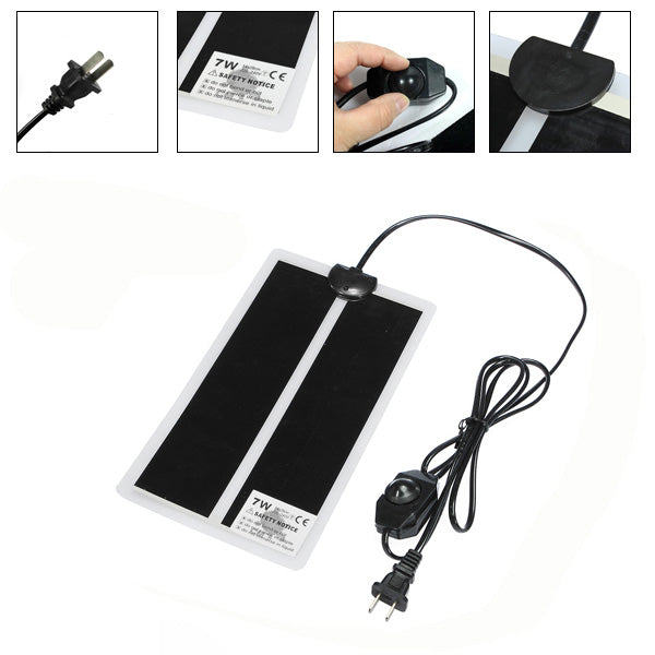 7W Reptile Heater Adjustable Temperature Heat Mat Pet Heating Warmer Pad 220-240V
