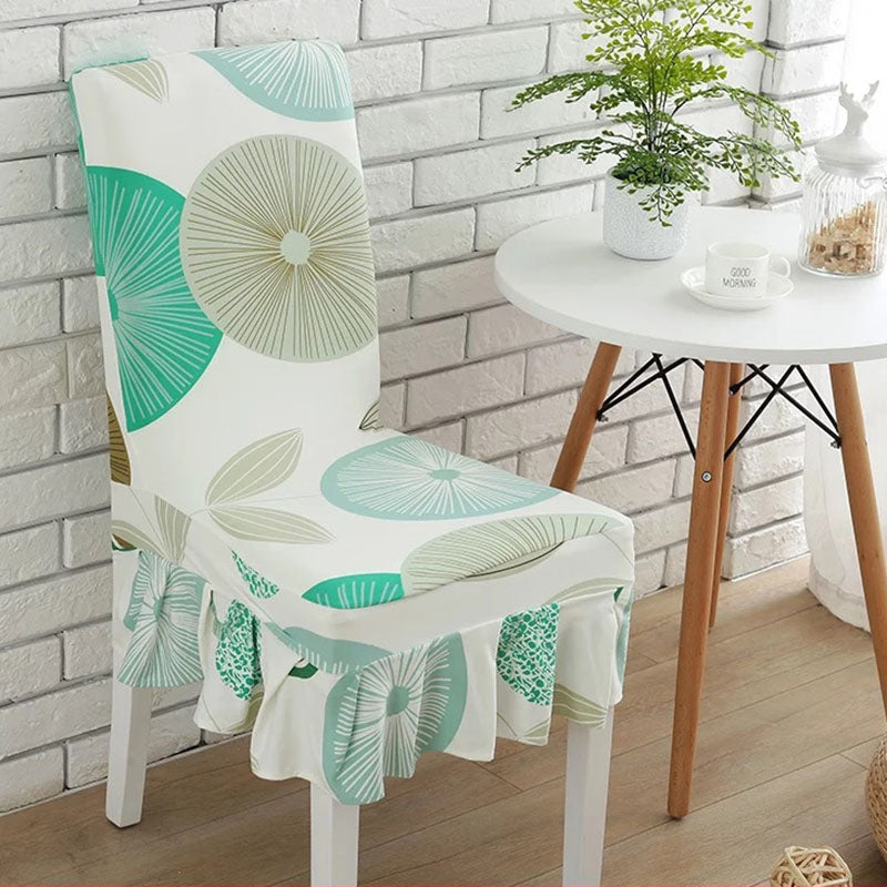 KCASA WX-PP5 Elegant Flower Elastic Stretch Chair Seat Cover With Skirt Hem Dining Room Home Wedding