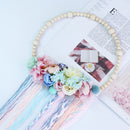 Nordic Style Wooden Beads Hair Ball Garland Tassel Wall Decoration Girl Hai