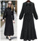 Round Neck Long Sleeve Solid Black Chiffon Dot Loose Big Size Dress Women FaV9W5