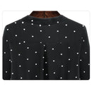 Round Neck Long Sleeve Solid Black Chiffon Dot Loose Big Size Dress Women FaV9W5