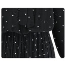 Round Neck Long Sleeve Solid Black Chiffon Dot Loose Big Size Dress Women FaV9W5