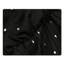 Round Neck Long Sleeve Solid Black Chiffon Dot Loose Big Size Dress Women FaV9W5