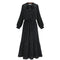 Round Neck Long Sleeve Solid Black Chiffon Dot Loose Big Size Dress Women FaV9W5