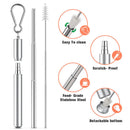 Telescopic Reusable Straws, Portable Stainless Steel Metal Drinking Straw C