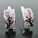 Flower Earrings U-Shaped Stud Earrings Women's Cubic Zircon Flower Tree Ear