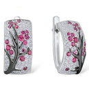 Flower Earrings U-Shaped Stud Earrings Women's Cubic Zircon Flower Tree Ear