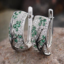 Flower Earrings U-Shaped Stud Earrings Women's Cubic Zircon Flower Tree Ear