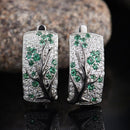 Flower Earrings U-Shaped Stud Earrings Women's Cubic Zircon Flower Tree Ear