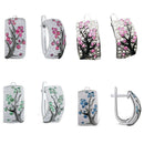 Flower Earrings U-Shaped Stud Earrings Women's Cubic Zircon Flower Tree Ear