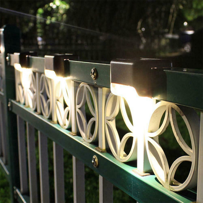 4Pcs Solar Powered LED Deck Lights Outdoor Path Garden Stairs Step Fence LamG4Y6