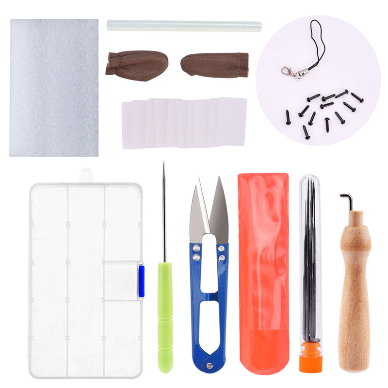 50 Color DIY Wool Felt Kit Needles Tool Set Handmade Needle Felting Mat Starter Fabric Sewing Kit w/ Felting Handle Clover