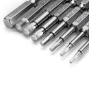 Broppe 8pcs 50mm H1.5-H8 Hex Head Screwdriver Bit 1/4 Inch Hex Shank Magnetic Screwdriver Bits
