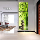 Miico Hand Painted Three Combination Decorative Paintings Green Bamboo Wall Art For Home Decoration