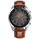 Deffrun Business Style Men Wrist Watch Decorate Three Dials Leather Strap Quartz Watches