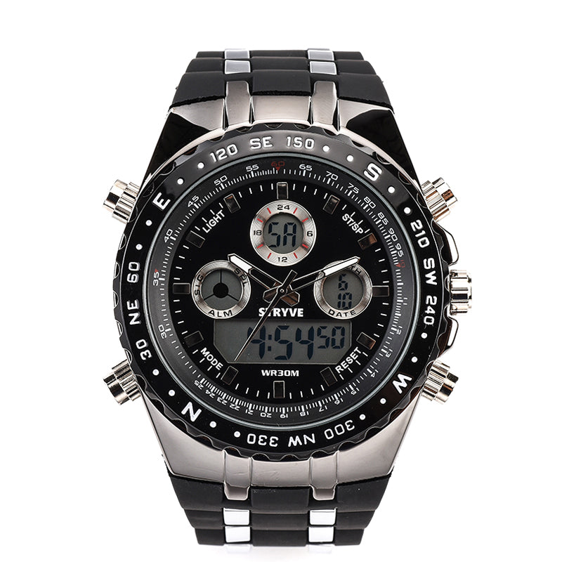 STRYVE S8002 Dual Display Digital Watch Luminous Chronograph Stopwatch Calendar Alarm Outdoor Watch