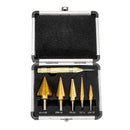 6Pcs Titanium Drill Bit Set Steel Step Drill Bits Cone Multiple Hole 50 Sizes with Case Kit