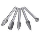 Drillpro 5Pcs DGLFA 6x10mm Double Cut Tungsten Carbide Rotary Burr Set 6mm Shank for DIY Wood Carving Metal Polishing Engraving Drilling