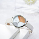 SHENGKE SK K0109 Fashion Color Segmentation Ladies Casual Dial Leather Band Women Quartz Watch