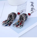 Ethnic Silver Earring Tibetan Statement Rhinestones Tassels Vintage Chandelier Ear Drop For Women