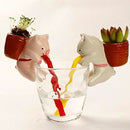 Mini Auto Water Absorption Animal Potted Plants Office Desktop Plant