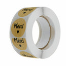 500Pcs/Set French Merci Stickers Roll Kraft Paper Round Sealing Commercial Labels