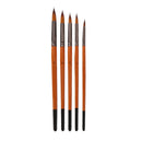 5Pcs Orange Red Nylon Hair Wooden Handle Watercolor Paint Brush Pen Set for