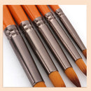 5Pcs Orange Red Nylon Hair Wooden Handle Watercolor Paint Brush Pen Set for