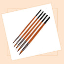 5Pcs Orange Red Nylon Hair Wooden Handle Watercolor Paint Brush Pen Set for