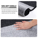Bathroom with Plush Chenille Bathroom Rug, Non-Slip Plush Striped Floor Mat