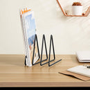 3-Slot Desktop Triangular Black Metal Wire File Sorter Files Folder Stand D