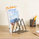 3-Slot Desktop Triangular Black Metal Wire File Sorter Files Folder Stand D