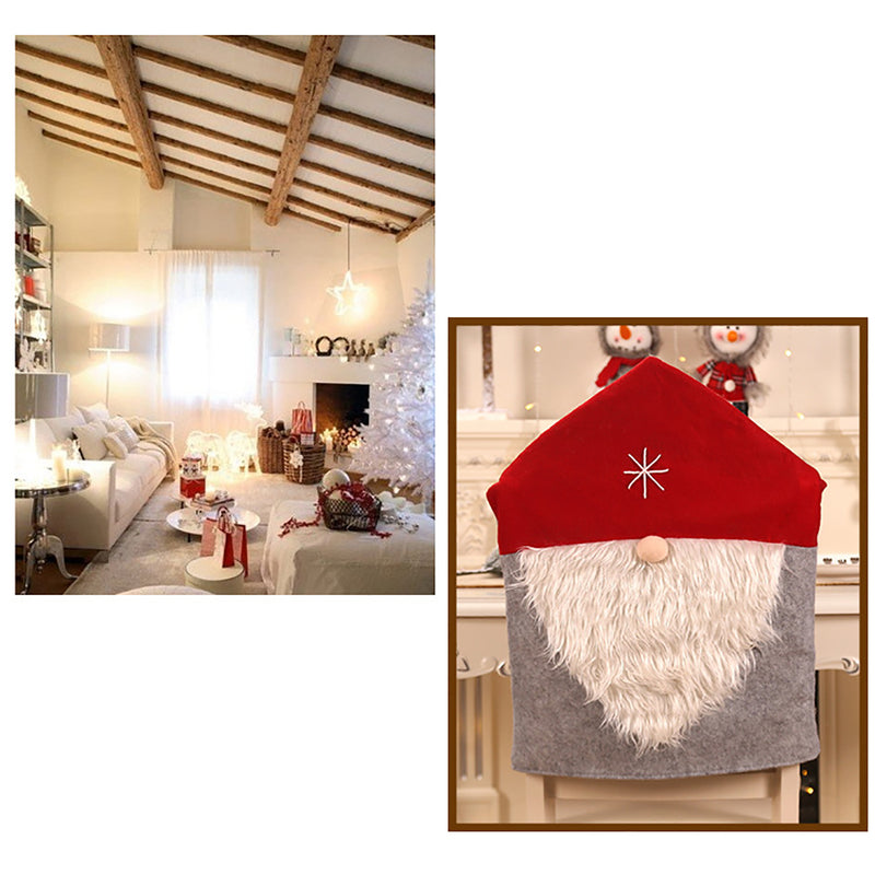 Happy New Year Merry Christmas Santa Claus Cap Table Chair Covers Red Hat Back Chair Covers Christmas Decorations for Home