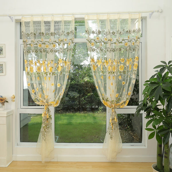 Honana WX-C10 Fashion Transparent Tulle Curtains Window Screen Decor Living Room Colorful Sheer Curtain
