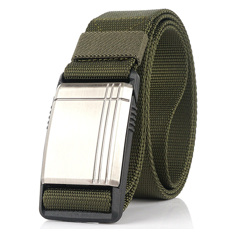 AWMN 125cm Men's Nylon Belt Magnetic Quick Release Metal Buckle Tactical Belt