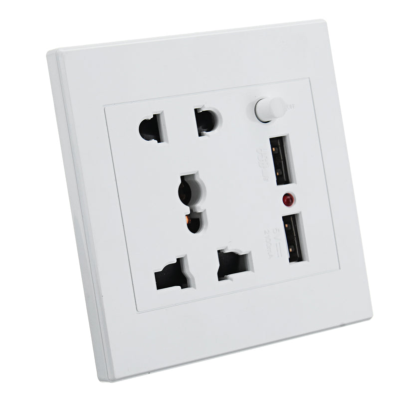 2.1A 110V-260V Dual USB Wall Socket Switch Charger AC/DC Power Adapter Plug Outlet Panel