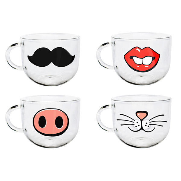 Handmade Cartoon Glass Cup High Temperature Resistant Transparent Water Mug Cat Pig Nose Pattern Glass Mug