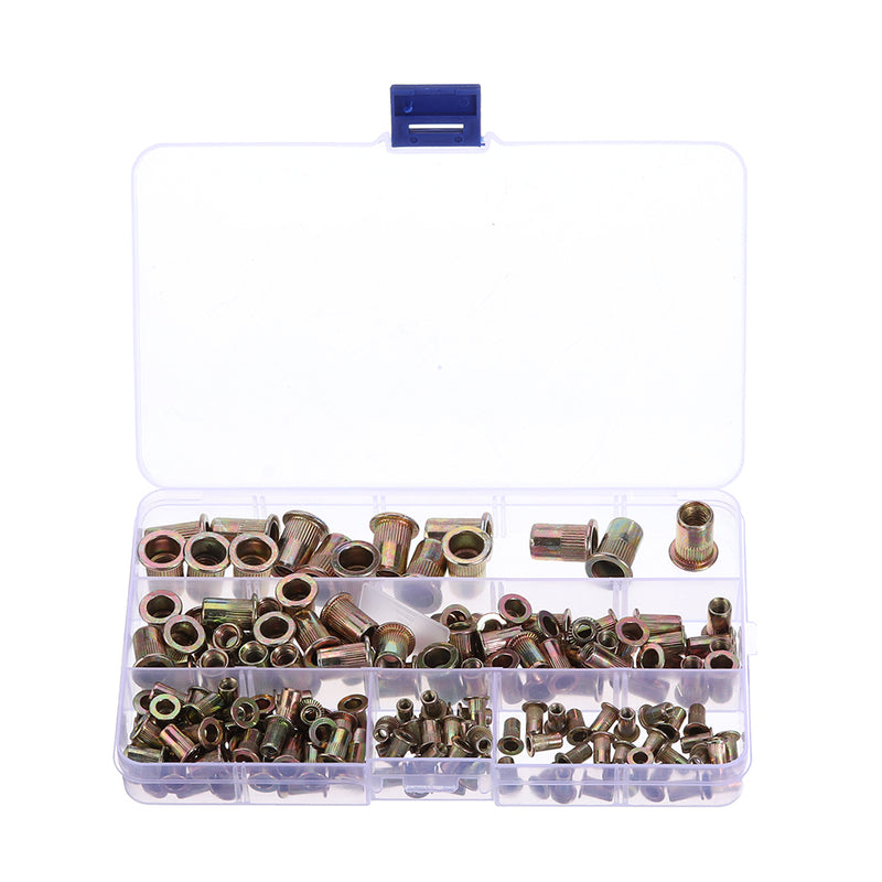 Suleve MXRN4 165Pcs M3/M4/M5/M6/M8/M10/12 Zinc Plated Rivet Nut Threaded Countersunk Head Insert Nut Tool Kits