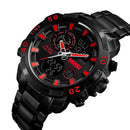 SKMEI 1306 Sports Style Chronograph Stainless Steel Dual Digital Watch Men Wrist Watch