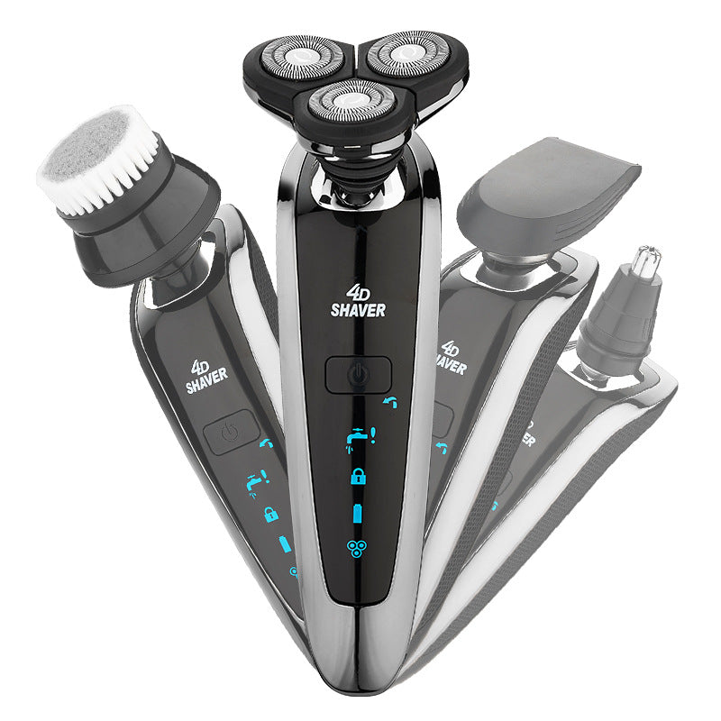 Genpai 8500 IPX7 Waterproof USB Electric Shaver Razor Men Washable Rechargeable 4D Three-Head Foating Electric Shaver
