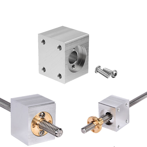 Aluminum Alloy Silver T8 Nut Housing Bracket with 2Pcs Screws for 3D Pritner Lead Screw