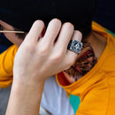 Personality Domineering Retro Masonic Titanium Steel Index Finger Ring