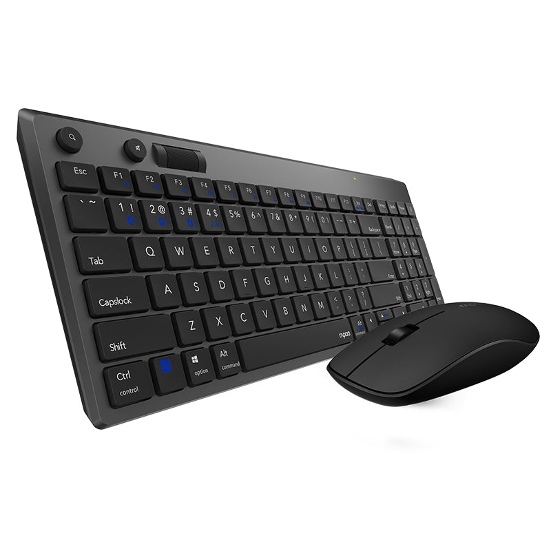Rapoo 8050T 2.4GHz Wireless 108 Keys Keyboard and 1300dpi Mouse Combo Set with USB Receiver for Windows10 / 8 / 7 / Vista / XP