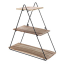 3 Layers Wooden Retro Storage Racks Iron Hanging Wall Triangle House Shelf Bookshelf Decorations Display Stand Shelves for Office Home Living Room Bedroom