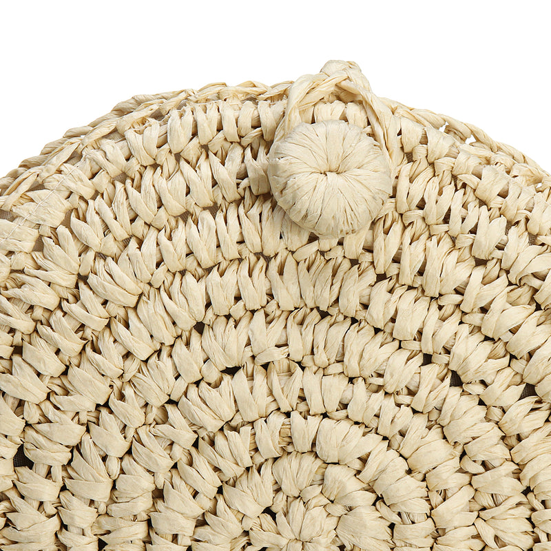 21 x 21cm Round Straw Bags Handmade Woven Beach Camping Travel Crossbody Bag Handbag Shoulder Bag